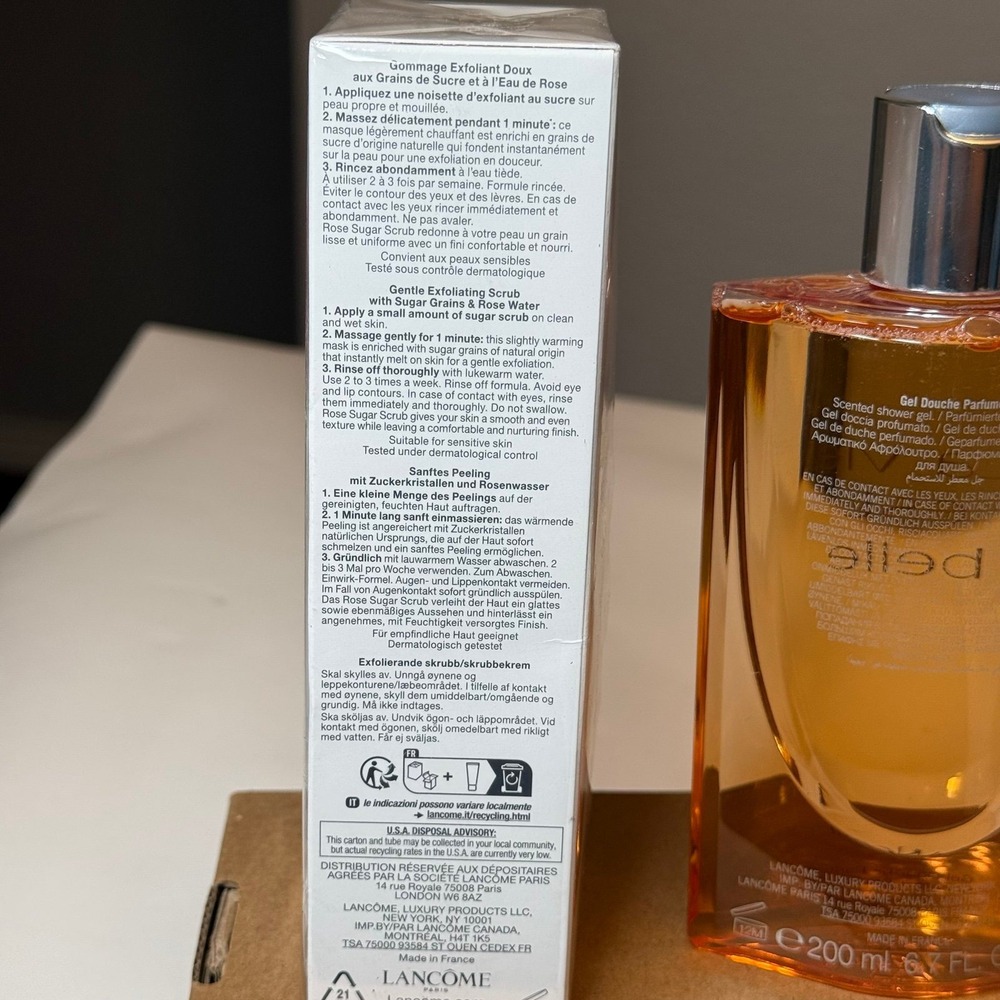 NEW LANCOME La Vie est Belle Shower Gel 6.7oz & Rose Sugar Scrub 3.34 fl oz. - Picture 6 of 7